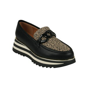 W[V[V[Y fB[X Xb|E[t@[ V[Y Women's Geneva Chain Hardware Slip On Platform Loafers Black, Leopard