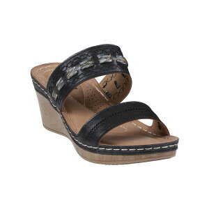 W[V[V[Y fB[X T_ V[Y Women's Mariah Double Band Slip-On Wedge Sandals Black