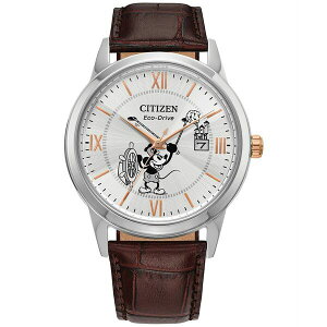 V`Y fB[X rv ANZT[ Eco-Drive Men's Steamboat Willie 1928 Brown Leather Strap Watch 40mm No Color