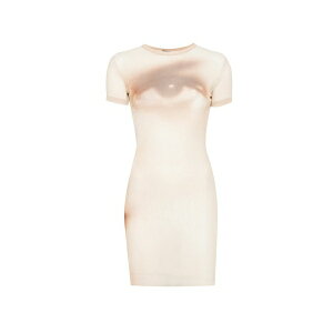 �W�����|�[�� �S���`�G ���f�B�[�X �����s�[�X �g�b�v�X Short-sleeve crew neck mini dress Neutrals