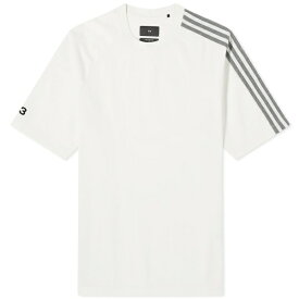 ワイスリー メンズ Tシャツ トップス Y-3 3 Stripe Long sleeve T-shirt White