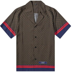 バルマン メンズ シャツ トップス Balmain Mini Monogram Vacation Shirt Brown