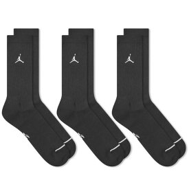 ジョーダン メンズ 靴下 アンダーウェア Air Jordan Everyday Cushion Crew Sock - 3 Pack Black