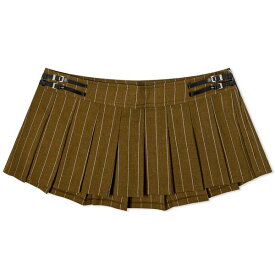 ミャウ レディース スカート ボトムス Miaou Olive Pinstripe Reno Mini Skirt Green