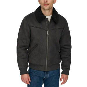 [oCX Y WPbgu] AE^[ Men's Faux-Shearling Full-Zip Bomber Jacket Black