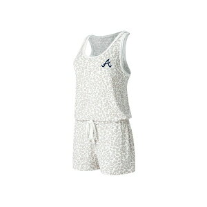 RZvgX|[c fB[X s[X gbvX Women's Cream Atlanta Braves Montana Hacci Knit Romper Cream