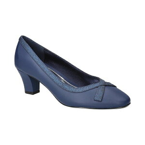 C[W[Xg[g fB[X Xb|E[t@[ V[Y Women's Kata Round-Toe Slip-On Pumps Navy Satin