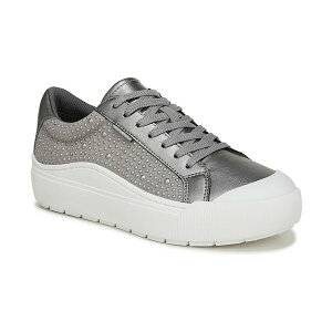 hN^[EV[ fB[X Xj[J[ V[Y Women's Time Off Lace Up Platform Sneakers Embellished Pewter Faux Leather