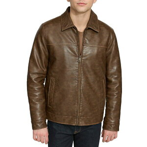 g~[ qtBK[ Y WPbgu] AE^[ Men's Faux Leather Laydown Collar Jacket Saddle
