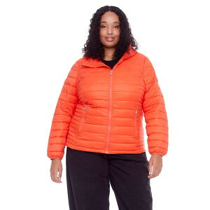 ApC m[X fB[X WPbgu] AE^[ Plus Size Yoho Lightweight Packable Puffer Jacket & Bag Tangerine