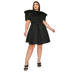 ���u�h ���f�B�[�X �����s�[�X �g�b�v�X Plus Size Karina Neoprene Flare Dress Black