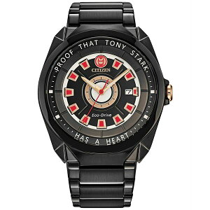 V`Y fB[X uXbgEoOEANbg ANZT[ Men's Marvel Classic Avengers Tony Stark Black-Tone Stainless Steel Bracelet Watch 43mm Black