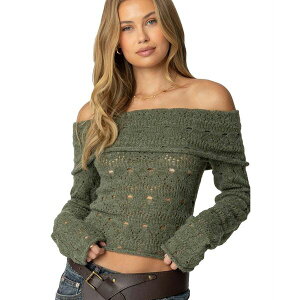 GfBNebh fB[X Jbg\[ gbvX Womens Kenna Fold Over Knit Top Green