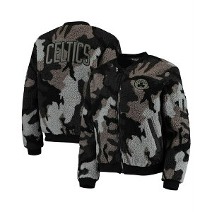 U Ch RNeBu fB[X WPbgu] AE^[ Women's Black Boston Celtics Camo Sherpa Full-Zip Bomber Jacket Black
