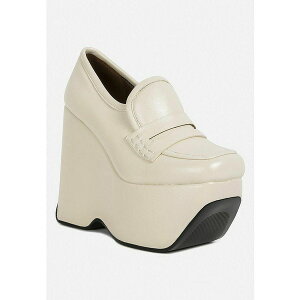 ラグ アンド コー レディース スリッポン・ローファー シューズ GILLIAM Womens High Platform Wedge Loafers Beige
