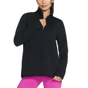 �X�P�b�`���[�Y ���f�B�[�X �J�b�g�\�[ �g�b�v�X Sketchers Women's Ottoman-Rib Quarter-Zip Top Bold Black