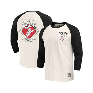 �t�@�i�e�B�N�X �����Y �V���c �g�b�v�X Darius Rucker Collection by Men's White Cincinnati Reds Cooperstown Collection Raglan 3/4-Sleeve T-Shirt White