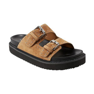 }[NEtBbV[ fB[X T_ V[Y Women's Agusta Double Buckle Strap Flatform Sandals Studded Cognac