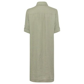 オルセン レディース ワンピース トップス Women's 100% Linen 3/4 Sleeve Dress with Rolled Sleeve Tab Detail Light khaki