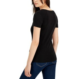 トミー ヒルフィガー レディース カットソー トップス Women's V-Neck T-Shirt, Created for Macy's Black