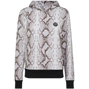 �v���C���X�|�[�c ���f�B�[�X �p�[�J�[�E�X�E�F�b�g�V���c �A�E�^�[ Tiger logo-patch python-print hoodie Grey