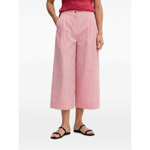 �x�l�g�� ���f�B�[�X �J�W���A���p���c �{�g���X Striped-pattern wide-leg cropped trousers Red