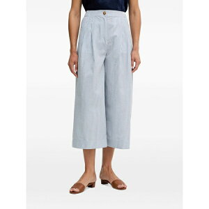 �x�l�g�� ���f�B�[�X �J�W���A���p���c �{�g���X Striped-pattern wide-leg cropped trousers Blue