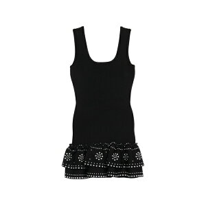 �T���h�� ���f�B�[�X �����s�[�X �g�b�v�X Stud-embellished ruffled dress Black