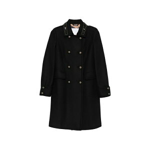 �o�U�[�f���b�N�X ���f�B�[�X �R�[�g �A�E�^�[ Bead-embellished double-breasted coat Black