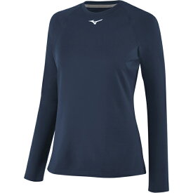 ミズノ レディース ランニング スポーツ Mizuno Women's Thermo Compression Long Sleeve Shirt Navy