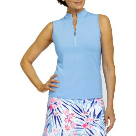 テイル レディース シャツ トップス Tail Women's Sleeveless 1/4 Zip Zee Golf Polo Seaview Blue