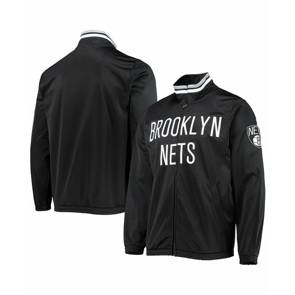 カールバンクス メンズ ジャケット＆ブルゾン アウター Men's Black Brooklyn Nets Dual-Threat Tricot Full-Zip Track Jacket Black