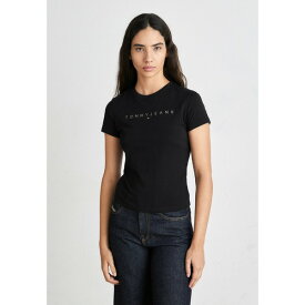 トミーヒルフィガー レディース Tシャツ トップス SLIM TONAL LINEAR TEE - Print T-shirt - black