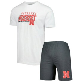 コンセプトスポーツ メンズ Tシャツ トップス Nebraska Huskers Concepts Sport Downfield TShirt & Shorts Set Charcoal/White