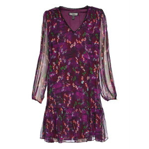 �j�b�T ���f�B�[�X �����s�[�X �g�b�v�X Ruffle floral silk mini dress Purple