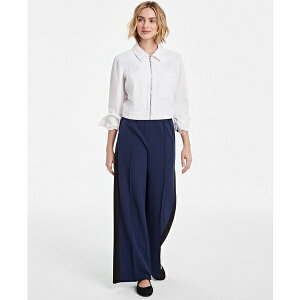 �I�� �T�[�e�B�t�H�[�X ���f�B�[�X �J�W���A���p���c �{�g���X Women's Mid-Rise Side-Stripe Wide-Leg Pants Intrepid Blue