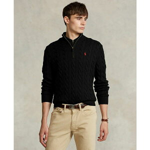 t[ Y jbg&Z[^[ AE^[ Men's Cable-Knit Cotton Sweater Polo Black