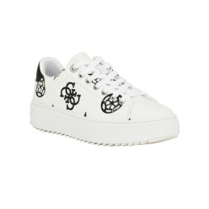 QX fB[X Xj[J[ V[Y Women's Denesa Treaded Platform Lace-Up Sneakers White/Black Logo Multi