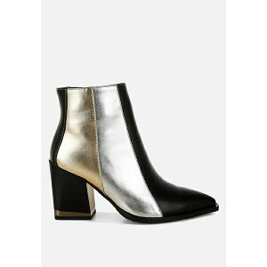 �������h�����O ���f�B�[�X �u�[�c �V���[�Y Stemon Three Tone Block Heel Boots Black
