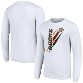 スターター メンズ Tシャツ トップス Anaheim Ducks Starter Color Scratch LongSleeve TShirt White
