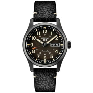 ZCR[ fB[X rv ANZT[ Men's Automatic 5 Sports Black Leather Strap Watch 43mm Black