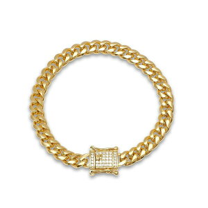 XeB[^C fB[X uXbgEoOEANbg ANZT[ Miami Cuban Chain with Simulated Diamond Box Clasp Bracelet Yellow
