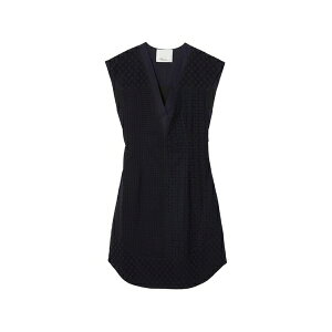 �X���[�����t�B���b�v���� ���f�B�[�X �����s�[�X �g�b�v�X V-neck belted cotton mini dress Blue