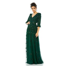 マックダガル レディース ワンピース トップス Women's Embellished V Neck 3/4 Sleeve A Line Gown Deep emerald