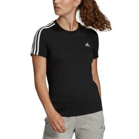 アディダス レディース Tシャツ トップス Women's Essentials Cotton 3 Stripe T-Shirt Black