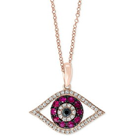 エフィー コレクション メンズ ネックレス・チョーカー アクセサリー EFFY&reg; Ruby (1/4 ct. t.w.) & Diamond (1/8 ct. t.w.) 18" Evil Eye Pendant Necklace in 14k Rose Gold or 14k White Gold Ruby/Rose Gold