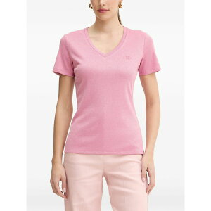 �����[�W���[ ���f�B�[�X T�V���c �g�b�v�X Logo-embroidered metallic-effect t-shirt Pink
