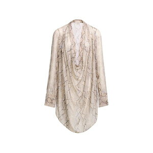 �G���[ �T�[�u ���f�B�[�X �V���c �g�b�v�X Python-print draped blouse Neutrals