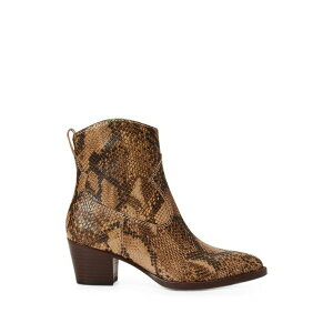 �����t���[���� ���f�B�[�X �u�[�c �V���[�Y Python-embossed leather ankle boots Brown