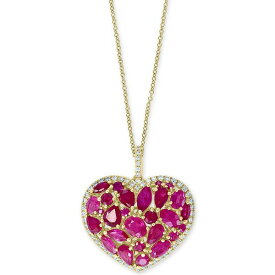 エフィー コレクション レディース ネックレス・チョーカー・ペンダントトップ アクセサリー EFFY&reg; Ruby (4-3/4 ct. t.w.) & Diamond (1/3 ct. t.w.) Heart 18" Pendant Necklace in 14k Gold Ruby